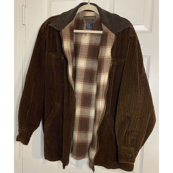 Brandon Thomas Cordoroy Jacket Zip Y2K VTG Cotton Flannel Lined 1X Leather Men's - Picture 2 of 10